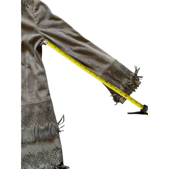 Vintage Genuine Suede Leather Women/Teen Jacket with Fringe Sz Small 40 Western - Picture 4 of 10